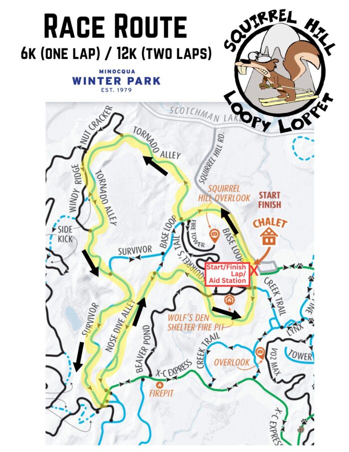 Squirrel Hill Loopy Loppet Race Route